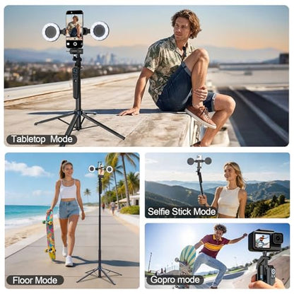 Tripod for iPhone Vlogging Kit with Mini Microphone, Light & Remote