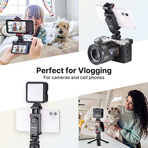 ULANZI ST-06S Phone Tripod Mount, Universal Phone Mount w 2 Cold Shoe | 1/4" Screw, 360° Rotates 180° Tilts, Adjustable Cellphone Clip Clamp Holder for Tripod, Camera, iPhone 17/16/15, Android