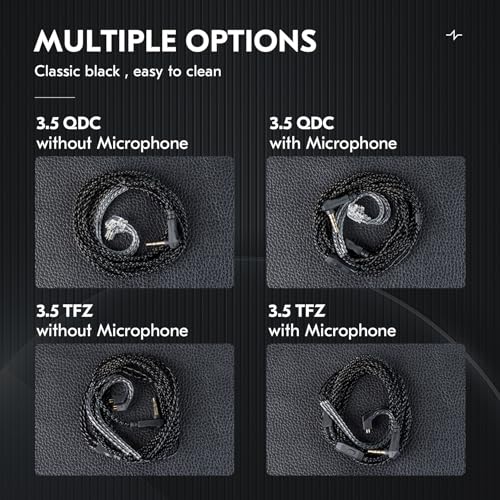 H HIFIHEAR CCZ DC03 2M Long IEM Cable with Mic,TFZ 3.5MM, with Mic | Iem Extension Cable,Earphone Replacement Cable In Ear Monitor Wire,4n OfC Braided,TFZ 2 Pin,Ccz Melody /Dc02/Dc01 Pro