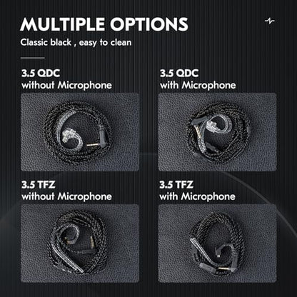 H HIFIHEAR CCZ DC03 2M Long IEM Cable with Mic,TFZ 3.5MM, with Mic | Iem Extension Cable,Earphone Replacement Cable In Ear Monitor Wire,4n OfC Braided,TFZ 2 Pin,Ccz Melody /Dc02/Dc01 Pro