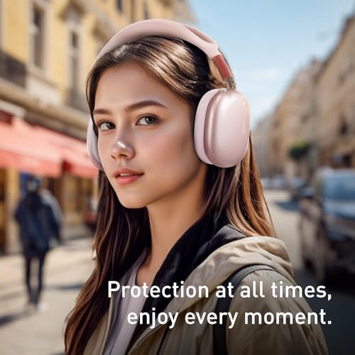 MOLOPPO Case Cover for AirPods Max Headphones, Silicone Ear Pad/Headband Cover/Clear Soft TPU Ear Cups, [3 in 1] Accessories Protector for Apple for AirPod Max (2024/2020), Pink | Anti-scratch Clear Soft TPU Ear Cups /Silicone Ear Pad Case /Headband Cover