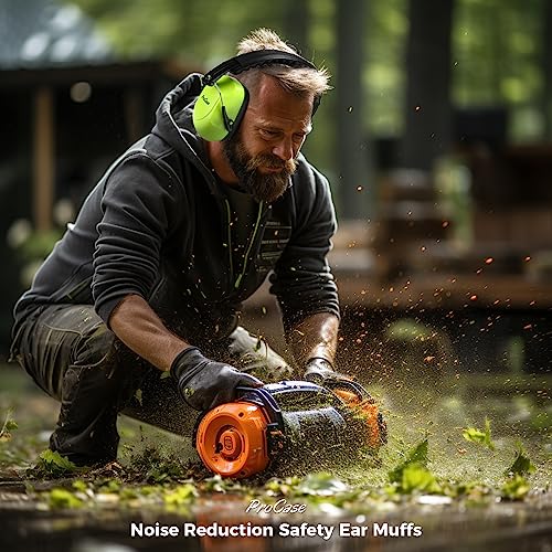 ProCase NRR 28dB Noise Reduction Ear Muffs, Foldable Adjustable Noise Cancelling Headphones - color: 1 - Neonyellow