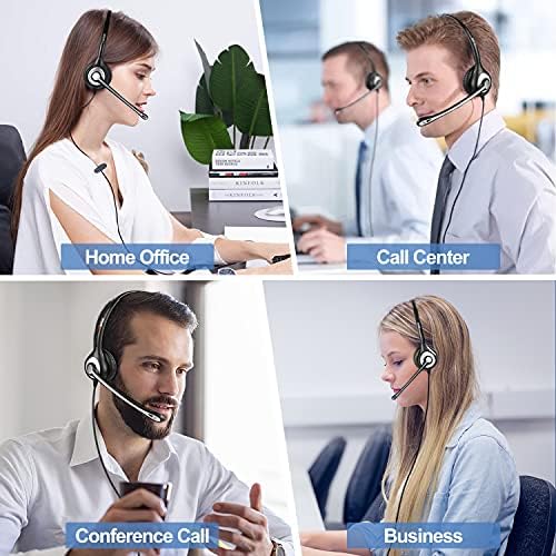 Wantek Cisco Phone Headset with Microphone Noise Cancelling & Mute Switch, RJ9 Telephone Headsets Compatible with Cisco Office Landline Phones 6851 6945 7841 7861 7942 7945 7961 7962 7965 8811 8841 - color: Black