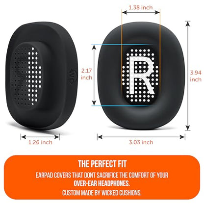 WC SweatZ Max - Patented Silicone Sweat Covers for AirPods Max 1 | Made by Wicked Cushions | (Does Not Fit AirPods Max 2). Sweatproof, Full Earpad Protection | Black - color: Black