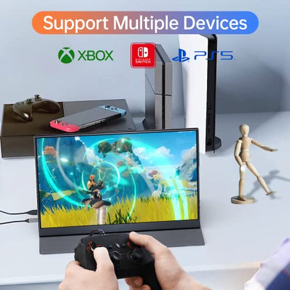 ForHelp 15.6inch Portable Monitor,1080P USB-C HDMI Second External Monitor for Laptop,PC,Mac Phone,PS,Xbox,Swich,IPS Ultra-Thin Zero Frame Gaming Display/Premium Smart Cover | 15.6" FHD IPS ultra-slim zero-frame, USB-C/HDMI, smart cover, for PC/Mac/Phone/