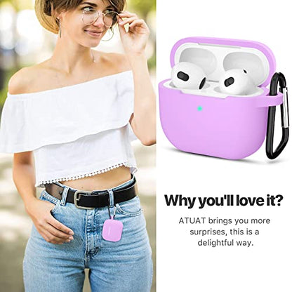 Compatible with AirPods 3 Case, Protective Silicone Cover for AirPods 3rd Generation Case 2021, Wireless Charging - Light Purple - color: B-Light Purple