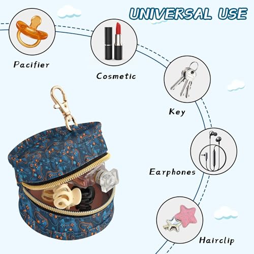 Pacifier Case Gaming Controller Blue Print Printed Waterproof Pacifier Holder Pouch with Metal Hook Clip Round Small Soother Storage Bag for Diaper Bag Stroller - color: Gaming Controller Blue Print