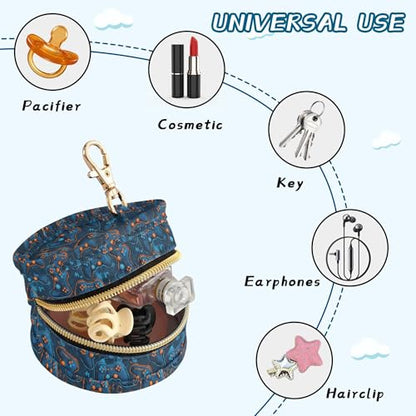 Pacifier Case Gaming Controller Blue Print Printed Waterproof Pacifier Holder Pouch with Metal Hook Clip Round Small Soother Storage Bag for Diaper Bag Stroller - color: Gaming Controller Blue Print