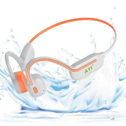 AYI Professional Swim Headphones True Bone Conduction Open Ear Headset MP3 Player Built-in 32G Memory IP68 Underwater Waterproof Bluetooth Earphone for Driving Bicycling Running Skiing-White - color: White Swim Headphone