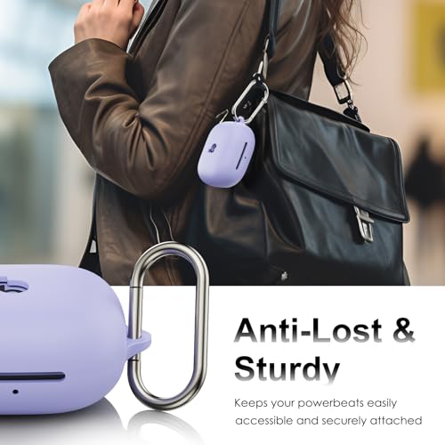 Compatible with Beats Powerbeats Pro 2 Case Cover, Soft Silicone Shockproof Protective Skin Case for Beats Powerbeats Pro 2 2025 with Cleaner Kit & Carabiner, Top Logo Visible (Purple) | Soft Silicone Shockproof Protective Skin Case for Beats Powerbeats P
