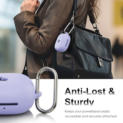 Compatible with Beats Powerbeats Pro 2 Case Cover, Soft Silicone Shockproof Protective Skin Case for Beats Powerbeats Pro 2 2025 with Cleaner Kit & Carabiner, Top Logo Visible (Purple) | Soft Silicone Shockproof Protective Skin Case for Beats Powerbeats P