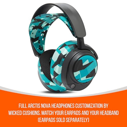 WC HeadbandZ Arctis Nova V2 - Upgraded Wide Silicone Headband Compatible with Arctis Nova Headsets by Wicked Cushions | Wider Weight-Distributing Design, Softer Flexible Silicone | Cyan Prism - color: Cyan Prism