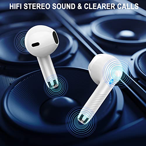 Wireless Earbuds, Bluetooth 5.4 Ear Buds, LED Power Display, 6D Bass Stereo | 4 ENC Noise Cancelling Mic, HiFi Stereo, In-Ear Headphones, 40H Playback Mini Case, IP7 Waterproof Sports, for Android iOS - color: Pearl White