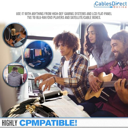 Cables Direct Online 1.5FT Premium Toslink Optical Audio Cable High Fidelity Digital Fiber Optic Cord for Home Theater, Sound Bar, Gaming Consoles Durable Nylon Braided Design Gold-Plated Connectors - size: 1.5ft