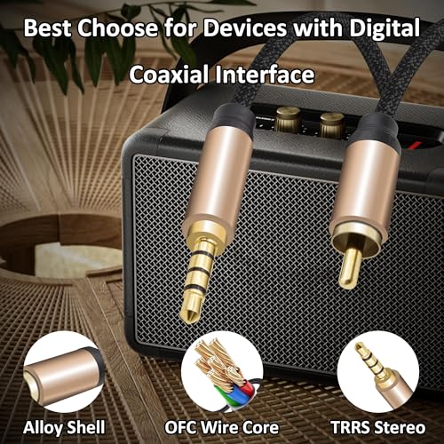 1/8inch 3.5mm TRRS to RCA Digital Coaxial Audio Cable Adapter