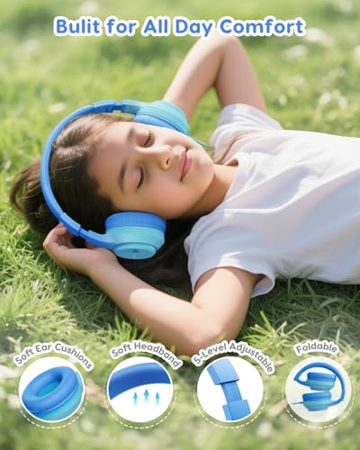 Acer Kids Headphones, 74‑85‑94dB Limiter, 3.5mm Jack, Blue OHW343 | Foldable Wired, for Toddler School/iPad/Chromebook/Tablet - color: Blue