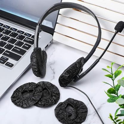 BBTO 200 Pieces Disposable Headphone Ear Cover Non-Woven Sanitary Earpad Covers for Most On Ear Headphones(S, 6.5 cm/ 2.6 inch,Black) - color: Black, size: S (6.5 cm)