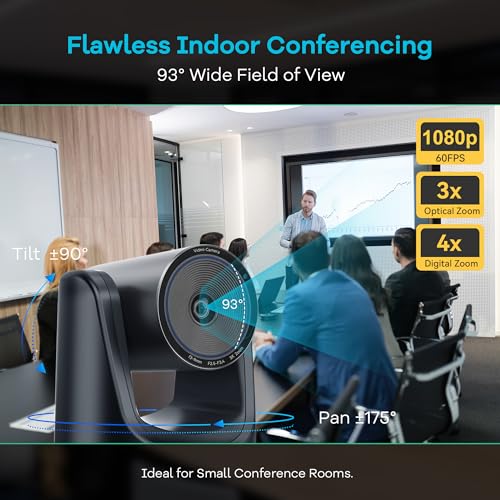 TONGVEO 3X Optical Zoom PTZ Camera AI Auto-Tracking HDMI USB 3.0 1080P 60fps Wide-Angle for Video Conference Business Meeting Live Streaming Online Learn with Zoom YouTube Teams OBS and More - color: Midnight