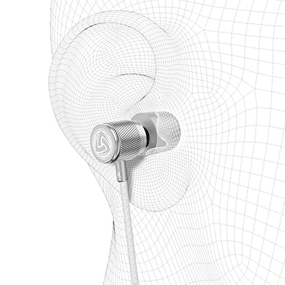 LUDOS Ultra Wired Earbuds in-Ear Headphones, 5 Years Warranty, Earphones with Microphone, Noise Isolating Ear Buds, Memory Foam for iPhone, Samsung, School Students, Kids, Women, Small Ears - White - color: White, style: 3.5 mm