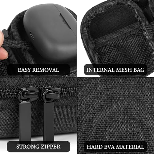Geekria Shield Hard Shell Carrying Case Compatible with JBL Tune 130NC TWS, Live Pro 2 TWS, Tune 230NC TWS, Tune Flex, Vibe 200TWS, EVA Travel Case with Mesh Pocket & Carabiner, Dark Grey