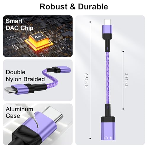 USB C to Lightning Adapter,iPhone 17e Headphone Adapter for iPhone 17e,17,Air,17 Pro,17 Pro Max,16 15 Pro Max Plus,USB C Male to Lightning Female Earbuds Adaptor Dongle Earphone Converter (NO CHARGE) - color: Purple