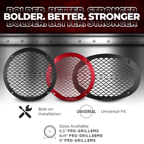 DS18 PRO-GRILL6MS/BK PRO 6.5" Slim Metal Mesh Speaker Grill - Universal Fit 6.5 inches - Protective Speaker Cover Mesh - Protect Your Speakers - Black - Each - size: 6.5 - Inches
