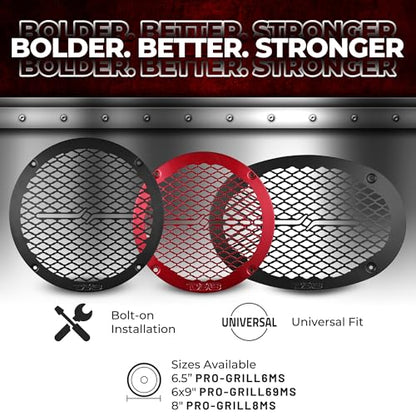 DS18 PRO-GRILL6MS/BK PRO 6.5" Slim Metal Mesh Speaker Grill - Universal Fit 6.5 inches - Protective Speaker Cover Mesh - Protect Your Speakers - Black - Each - size: 6.5 - Inches