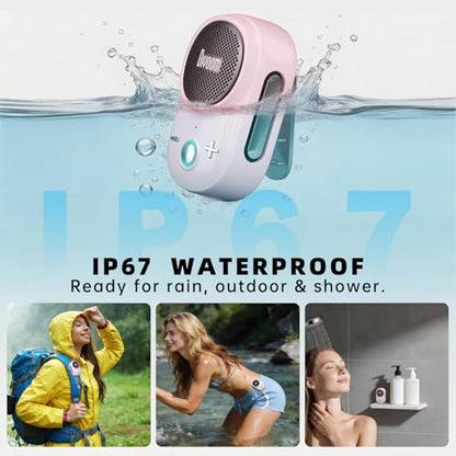 Divoom Itour-S Wearable Bluetooth Speaker, IP67 Clip-On, 10H Playtime, Pink | Waterproof, Dustproof, Travel, Work, Golf, Gift Idea & Outdoor Audio - color: pink
