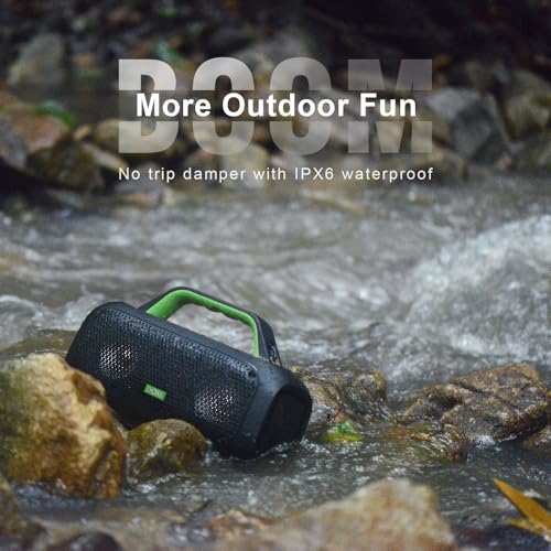 DOSS Extreme Boom Portable Bluetooth Speaker with 60W Mighty Sound-Green | 60W Deep Bass, 30H Playtime,10400mAh Power Bank, IPX6 Waterproof, TWS, BT 5.3, For Camping, Beach, Pool, Grage, Parties. - color: Green