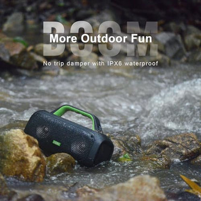 DOSS Extreme Boom Portable Bluetooth Speaker with 60W Mighty Sound-Green | 60W Deep Bass, 30H Playtime,10400mAh Power Bank, IPX6 Waterproof, TWS, BT 5.3, For Camping, Beach, Pool, Grage, Parties. - color: Green