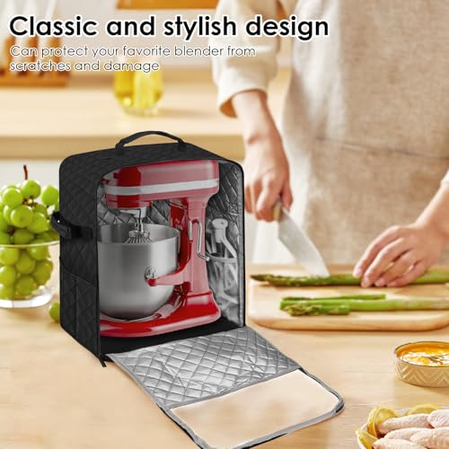 US Stand Mixer Storage Bag Nylon Blender Dust Cover with Removable Slider Cushion Waterproof Blender Storage Bag Lightweight Easy to Use Stand Mixer Dust Cover Suitable for Kitchens(S,black) - size: S
