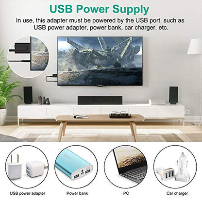 Bluetooth 5.0 Transmitter Receiver Adapter, 3.5mm Portable Wireless Audio Transmitter Receiver Dongle for TV/PC/Headphones/Car Stereo/Home Theater, USB for Power Supply, Low Latency, Plug and Play