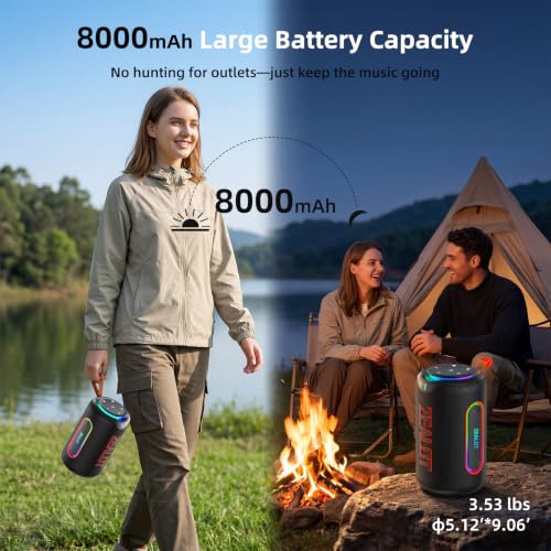 ZEALOT Portable Speaker with Powerful Bass, 80W(Peak) Outdoor Bluetooth Speaker, IPX6 Waterproof, Wireless Stereo Sound, USB/TF/AUX, 8000mAH Battery for Party, Camping, Beach