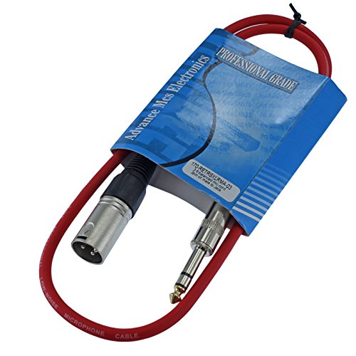 1/4" TRS to 3 Pin XLR Male Pro Audio Patch Cable Balanced and Shielded (3 Foot Feet ft Long, Red) - color: Red, size: 3 ft long