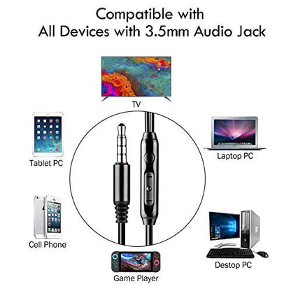 12Ft Extra Long Earbuds for TV & PC, in-Ear Wired Headphones, 3.5mm Jack | 3.6M Long Headphone for TV Watching with Coiled Extension Cable, Volume Control & Mic, Ideal Gift for Parents and Elderly