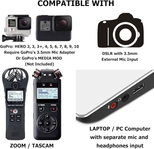 AGD Professional External TRS 3.5 Lavalier Lapel Microphone Clip-on Lav Mini Mic Compatible with Rode Wireless Transmitter Go GoPro MediaMod Zoom Tascam Audio Recorder DSLR Canon Nikon Sony YouTube