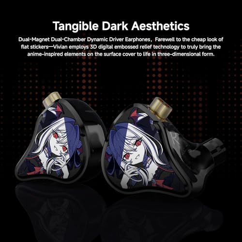 CVJ Vivian IEM Wired Gaming Earbuds, Deep Bass in Ear Monitor with Mic - color: Vivian Character, style: with Mic