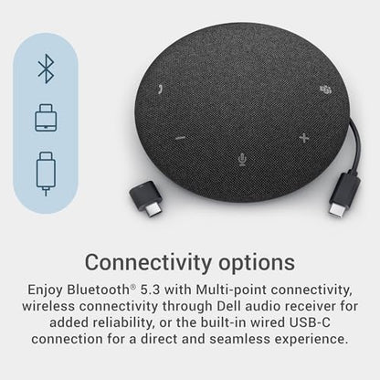 Dell Pro Plus Speaker, SL525, USB‑C & Bluetooth 5.3, AI Noise Cancellation | Full Duplex Audio, Digital Signal Processing, Echo Cancellation, Microsoft Teams Controls - style: SL525