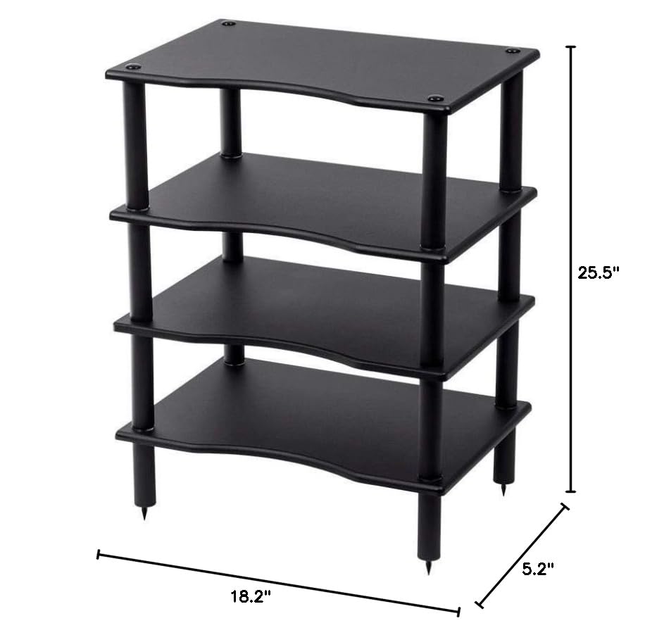 Monolith 4 Tier Shelf Audio Stand - Open Air Storage, Modular Design, Sturdy, Compatible with Bose, Polk, Sony, Yamaha, Pioneer and Others, Black - color: Black, size: Regular