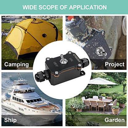 Inline Cord Switch ON-Off Toggle Switch Waterproof | AC 15A 250V/20A 125V, ON-Off 4 Screw Pin Switch, Two-Side Entry & Exit Line Outdoor Electrical Start Stop Toggle Switch - style: ON-OFF