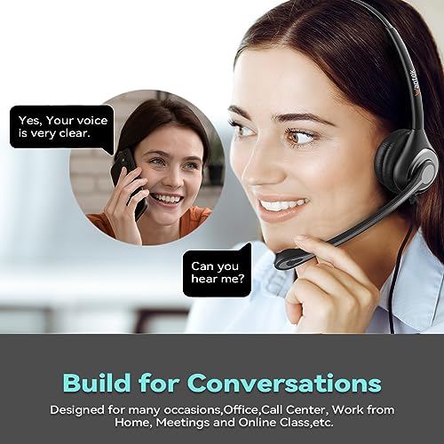 Wantek USB Headset with Mic for PC, On-Ear Computer Laptop Headphones with Noise Cancelling Microphone in-line Control for Home Office Online Class Skype Zoom - color: Dark Black
