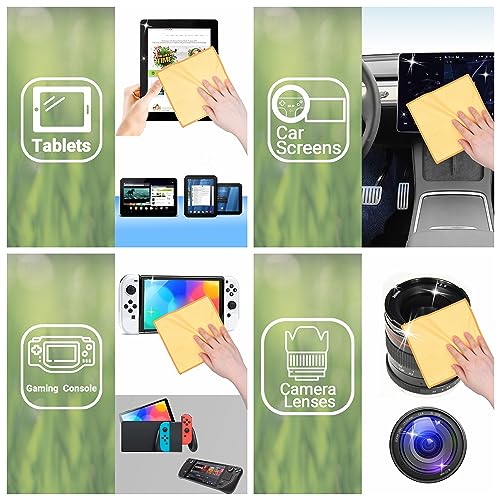 Eco-Fused Microfiber Cleaning Cloths Double-Sided - 5 Pack - 6.6 x 6.2 inch - Microfiber and Suede Cloth for Smartphones, LCD TV, Tablets, Laptop Screens, Camera Lenses (Yellow) - color: 5 Pack - 6.6 X 6.2" (Yellow)