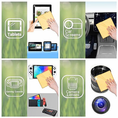 Eco-Fused Microfiber Cleaning Cloths Double-Sided - 5 Pack - 6.6 x 6.2 inch - Microfiber and Suede Cloth for Smartphones, LCD TV, Tablets, Laptop Screens, Camera Lenses (Yellow) - color: 5 Pack - 6.6 X 6.2" (Yellow)
