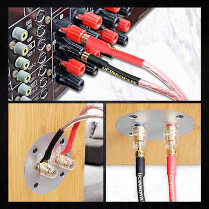 UCINNOVATE 2 Pack 2m HiFi Speaker Wire with Jumper Spade, 13AWG 6.56FT Speaker Jumper Cable Cord Bridge with Gold-Plated Banana Plugs for Audio Amp Terminal Amplifier HiFi System Home Theater - style: 2x 2m Speaker Jumper Cables