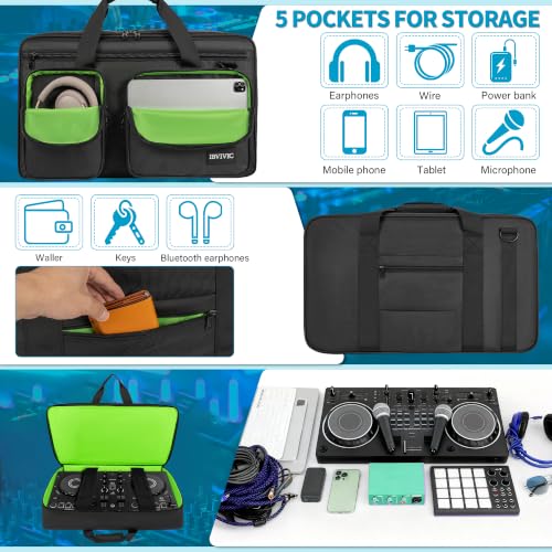 IBVIVIC DJ Controller Case Bag Fits for DDJ-FLX4, DDJ SB3/DDJ SB2, DDJ 400 | Fits DDJ RB Padded DJ Travel Carrying Bag DJ Mixer Case with Adjustable Shoulder Strap - size: DDJ-FLX4/SB2/SB3