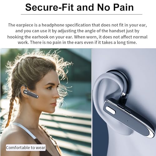 Wireless Headset Business Earpiece 70Hrs Playtime with 450mAh Charging Case Built-in Mic Noise Cancelling Headphone 5.0 Handsfree Sports Earphone for Android iOS Driving Trucker Driver Business Office - color: Black With Box