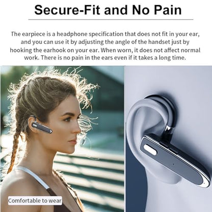 Wireless Headset Business Earpiece 70Hrs Playtime with 450mAh Charging Case Built-in Mic Noise Cancelling Headphone 5.0 Handsfree Sports Earphone for Android iOS Driving Trucker Driver Business Office - color: Black With Box