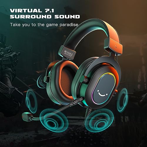 FIFINE PC Microphone USB Headset, Gaming Streaming Bundle for Laptop, Desktop, PS4, PS5, Condenser Mic with RGB Control, Headphone Jack, Headset with 7.1 Surround Sound (A8+H6)