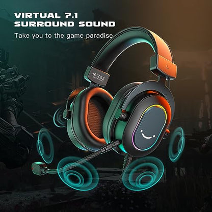 FIFINE PC Microphone USB Headset, Gaming Streaming Bundle for Laptop, Desktop, PS4, PS5, Condenser Mic with RGB Control, Headphone Jack, Headset with 7.1 Surround Sound (A8+H6)