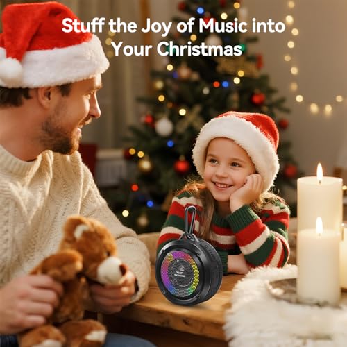Bluetooth Shower Speaker, Soundace S6 IPX7 Waterproof Portable Speaker with Suction Cup, Hook, Lights,Stocking Stuffers, Premium Mini Outdoor Wireless Speake Ideal Gift for Christmas (Black) - color: Black